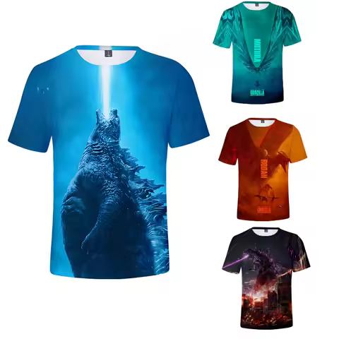 Godzilla Anime T Shirt King of The Monsters Children Adult Gojira Summer Short Sleeved Top Outdoor S