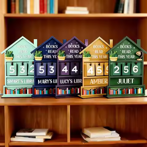 Book Counter Tracker Wooden Annual Read Book Display Tracker Manual Read Tracker Reading Sign Displa