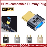 HDMI-compatible Dummy Plug 4K HDR Virtual Monitor EDID Emulator Headless Ghost Display Adapter Suppo
