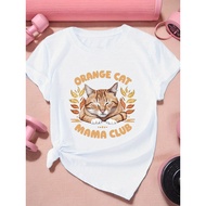Orange Cat Mama Club Women's Sports Short Sleeve T-Shirt
