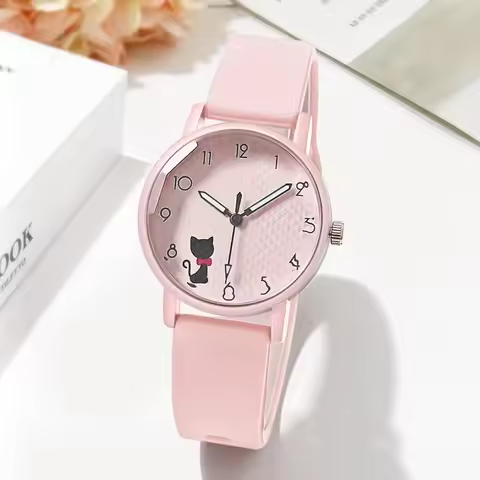 New Fashion Woman Luxury Cute Cat Jell Silicone Watch Women Casual Quartz Watches For Gifts Students