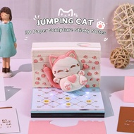 JUMPING CAT2026 Calendar Desk Calendar 3D Three-Dimensional Paper Carving Note Paper Bouncing Cat Wo