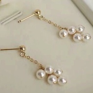 Dfdf Gentle Small Pearl 14K Gold Stud Earrings Sweet Temperament Freshwater Pearl Small Grape String