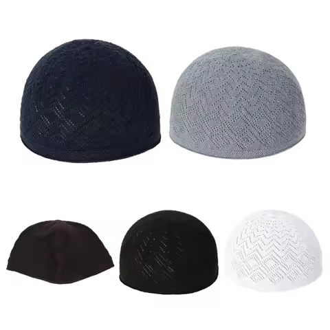 Breathable Knit Kufi for Arab Male Inner Hat Traditional Islamic Pray Hat Muslin