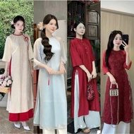 (Top 8) Ao dai Set for playing CNY, assorted ao dai festivals D723