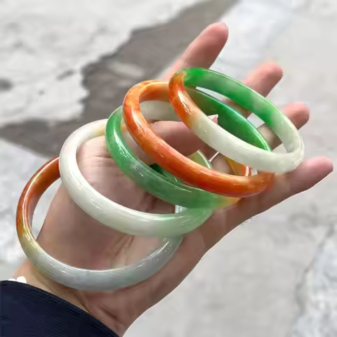 Tricolor Pure Myanmar Jade Bracelet Jade Bangle Jadeite 52~66mm Jasper Bangles Fit Adult Women Hand 