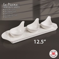 La Piana Snow White Series 2 Double Handle Condiment Plate Set