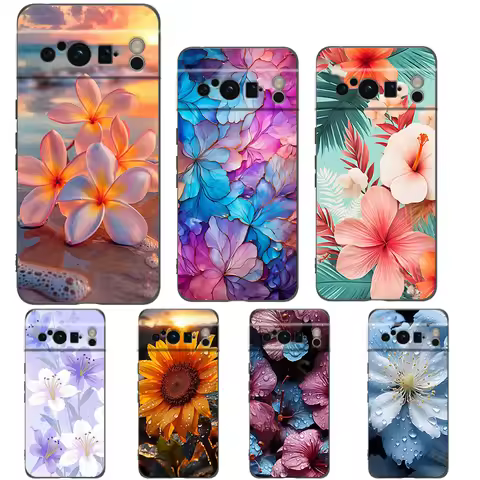 Beauty Flowers Leaves Phone Case For Google Pixel 8 7 6 Pro 8A 6A 7A 5G Soft Silicone Shockproof TPU