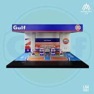 MoreArt1:64組裝模型場景。加油站仿真場景，海灣Gulf塗装。
