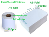 350/500 Pcs Roll &amp; Fold Type A6 Waybill Thermal Paper Shipping Label Sticker 100x150mm or 10x15cm 热敏标签纸