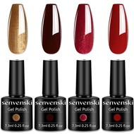 senvenski Cherry Mocha Gel Nail Polish Wine Red Rose Gold Burgundy Chutney Maroon Glitter Crystal Gi