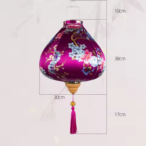 12 Inch Chinese Traditional Retro Silk Lanterns Floral Pattern Vietnam Mid-autumn Lantern For New Ye