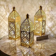 Middle East Moroccan Iron Art Hollow LED Style Lamp Candle Holder Home Crafts Ornaments F63Q