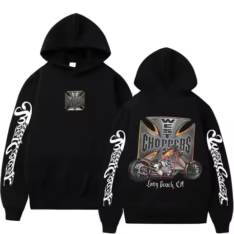 West Coast Chopper Logo Graphic Hoodie Male Vintage Streetwear Men Women Long Sleeve Oversized Sweat