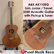 A&K Guitar AK Gitar 36"' Junior Travel Size SEMI Acoustic Guitar with Pickup & Tuner Kapok Guitar Ak