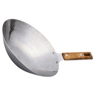22CM Cooking Wok Frying Pan Stainless Steel Wok Traditional Wok with Wooden Handle Gas Stove Cooking Wok Kitchen Cooking