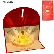 TPKSFSF98KF Birthday Red Envelope Greeting Card,  Pop-Up Gold-stamped Cover Musical Light Greeting C