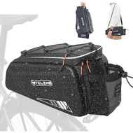 10L Bicycle Rear Rack EVA Hard Shell Waterproof 3-in-1 Ebike Trunk Pannier Bag with Reflective Strip