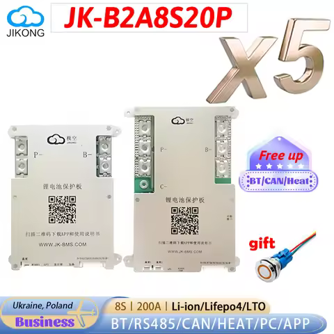 JKBMS B2A8S20P 200A with RS485 HEAT CAN 3S 4S 5S 6S 7S 8S active balance 2A 1A battery bMS 12V 24V l