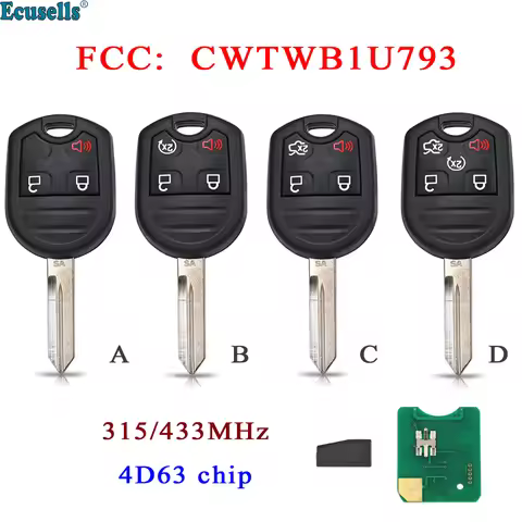 3/4/5 Button 315MHZ 433Mhz Remote Key Fob for Ford Explorer Ranger Windstar E150 E250 F150 F250 with