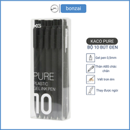 Bộ 10 bút gel KACO PURE màu đen ngòi 05mm