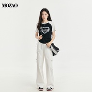 MoZao Precision Odal Cotton Ice Sensation Breathable Short Sleeve T-Shirt Womens Slimming Black Shor