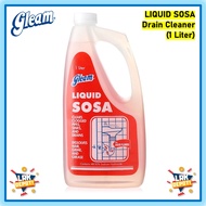 Gleam Liquid Sosa Drain Cleaner 1L (1 Liter) - for Sinks Pipes Toilet Drainage