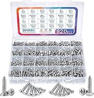 M3 M4 M5 M6 Wood Screws Assortment Set,304 Stainless Steel Assorted Self Tapping Screws Kit Truss Fl