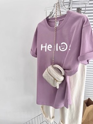 Printed Letter Leisure Versatile Young-at-heart Womens Short Sleeve T-Shirt