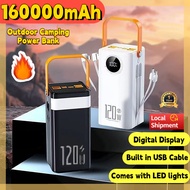 120W Power Bank Original 160000mAh Powerbank Heavy Duty Original Flashlight Led Display Built In 2 C