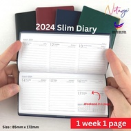 Slim Diary 2024 PVC Soft Cover for Small Pocket Size Diary Journal Daily Planner Small Carriying Notebook