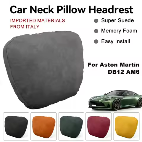 Italy Suede Car Neck Rest Pillow For Aston Martin DB12 AM6 Seat Head Neck Support Cushion Auto Inter