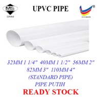 [ LOOSE ] UPVC PIPE 32MM 40MM 56MM 82MM 110MM SIRIM / NO SIRM UPVC PIPE