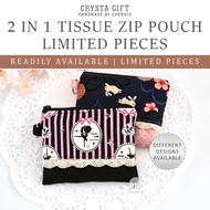 Handmade 2 in 1 Small Tissue Zip Coin Pouch Purse for 10 sheets tissue pack