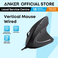 Anker Ergonomic Optical USB Wired Vertical Mouse With 1000/1600 DPI, 5 Buttons CE100 A7851