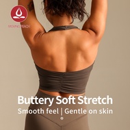 MOVING PEACH Women Halter Top Sexy Yoga Fitness Backless Top with Removable Pads BVS