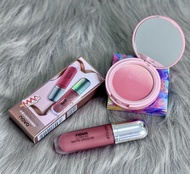 Bộ Sáng Tạo Trang Điểm NoVo: Son Matte Màu Trơn và Má Hồng Tươi Mừng - Phù Hợp Mọi Lứa Tuổi