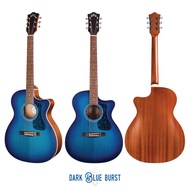 Guild OM-240CE "Burst Series" กีตาร์โปร่งไฟฟ้า Top Solid สี: Antique Charcoal Dark Blue Oxblood Burs