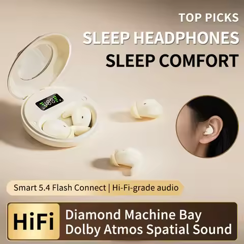 Sleep Wireless Earphone TWS Bluetooth 5.4 Headphones Hidden Earbuds IPX7 Waterproof Noise Reduction 