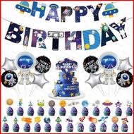 ns4 Rocket astronaut planet Themed Decoration birthday Party Banner Balloon Caketopper Scene Arrange