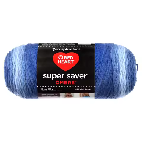 Medium Weight Acrylic Yarn for Knitting and Crochet Ombre 4 Skein True Blue Color 10oz 283g 482 Yard