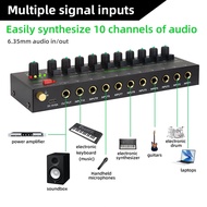 Professional 10 Channel Sound Mixer Low Noise LED Sound Mixer with RGB Light for Sub-Mixing Stereo S