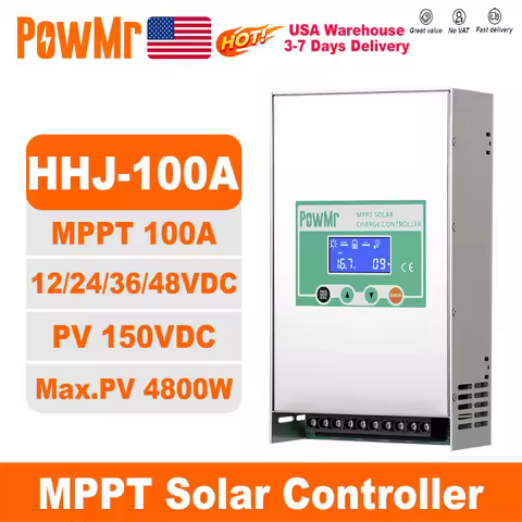 PowMr 100A MPPT Solar Charge Controller Max 4800W PV Input Power 12/24/36/48V Solar Battery Regulato