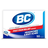 BC Powder | Fast Pain Relief | Aspirin (NSAID) & Caffeine | 50 Count (10042037103993)