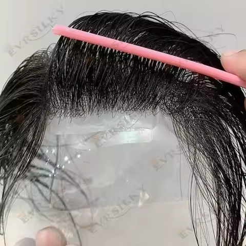 Vloop Ultra Thin 0.02mm Natural Hairline Men's Toupee Invisible Skin Base Black Virgin Human Hair 80