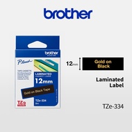 Brother Laminated 12mm Gold on Black Tapes (8m) - TZe-334