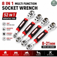 8 in 1 Multi Function Socket Wrench 52 in 1 Rotating Universal Spanner Hex Torx Ratchet Wrench 8-21m