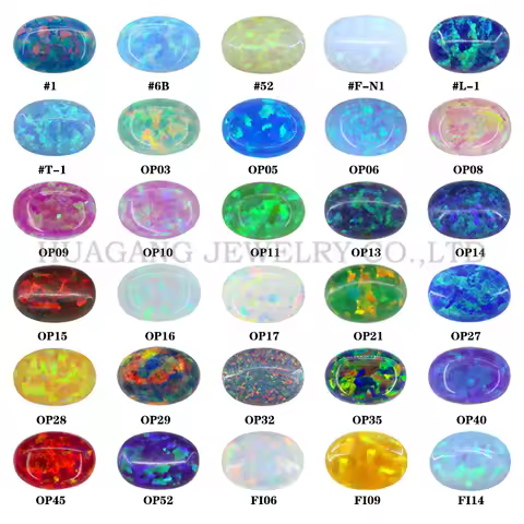 OP03-OP52 4x6mm-7x9m Opal Loose Lab Created Gems Oval Shape Flat Base Cabochon Opal Stones Semi-Prec