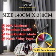 RENEOS Premium 99% Blackout Curtain 380cm Height Langsir Sliding Door 3 Panel Langsir Panjang Langsir 380cm Tinggi