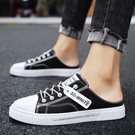 [Ready stock] -- men s shoes half slippers men s breathable canvas shoes men s all-match old Beijing